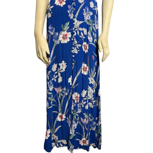 Zara Floral Ruffle Trim Maxi Sundress Blue Women's Size XS Boho Summer Cottage - Picture 4 of 11